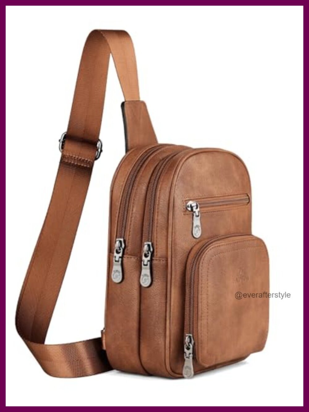 Faux Leather Sling Bag Crossbody Purse Adjustable Strap 7 Pockets Travel